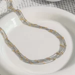 Youthway High Quality Versatile Stainless Steel Gold Beads Multi Layers Chain Necklace Anti Allergic Jewelry Accessories Daily