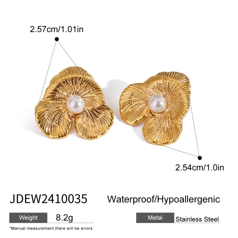 Trendy Waterproof 18K Gold Plated Stainless Steel Jewelry Gift Vintage French Elegant Medieval Ribbed Earrings - Image 6