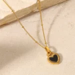 Youthway double sided Heart Necklace Stainless Steel Golden 18 K PVD Choker Women Necklace waterproof Accessories Gift
