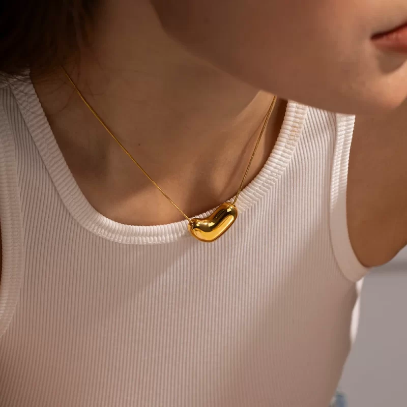 Youthway Stainless Steel Trendy Gold Silver Snake Bone Chain Irregular Heart Pendant Necklace Charm Jewelry for Women - Image 2