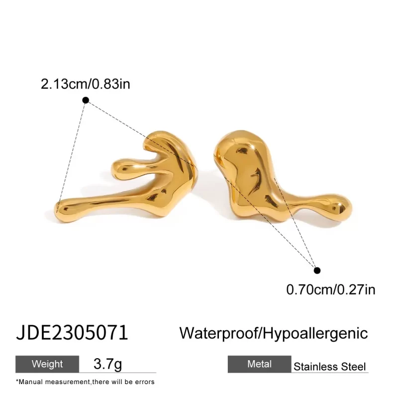 Popular Minamalist 18K Gold Plated Lava Irregular Creative Stainless Steel Stud Earring for Women - Image 6