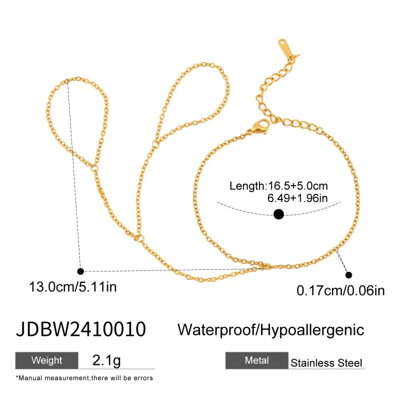 J&D Jewelry 18K Gold Plated Waterdrop Bracelet Stainless Steel Green Cubic Zircon Chain Hand Bracelet - Image 6
