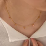 Youthway Orange Pink Round Small Pendant Necklace Bracelet Set 18K Gold Plate Waterproof Fashion Jewelry Set