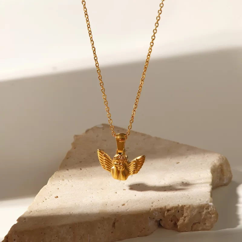 Youthway Popularity Metal Angel Pendant Necklace Stainless Steel Waterproof Chain Gold Plated Charm Jewelry 2022 NEW - Image 5