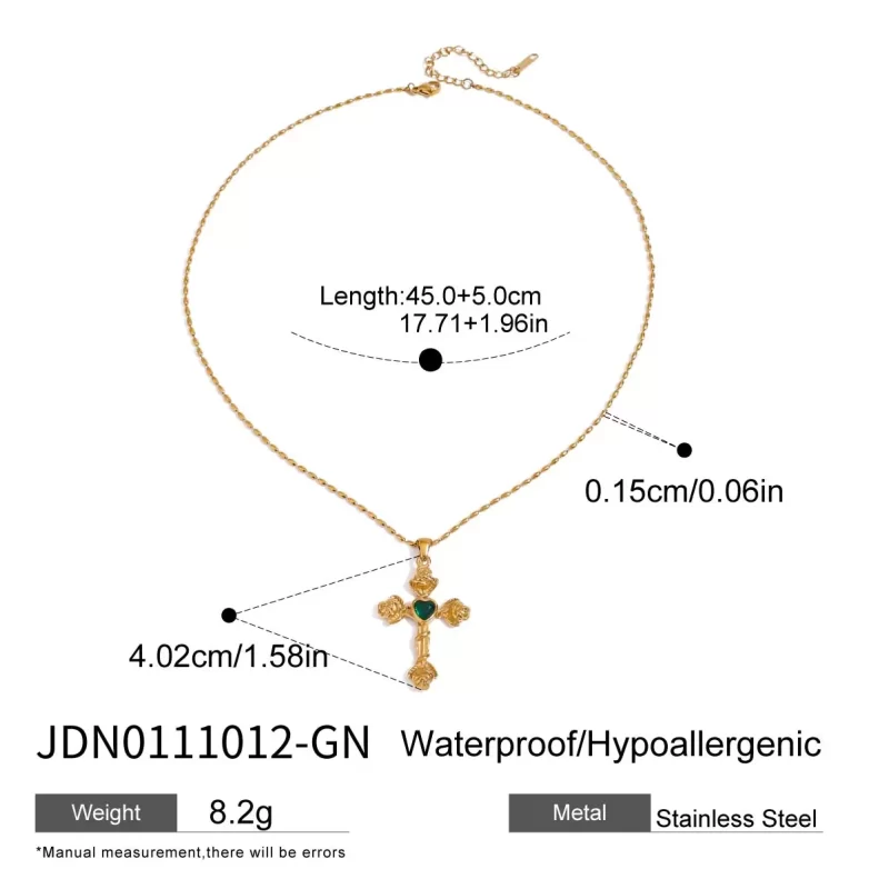 Youthway Unique Design Gold Plated Stainless Steel Rose Cross Heart-shape Rhinestone Pendant Necklace Anti Allergic Jewelry 2025 - Image 5