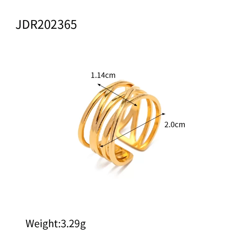 18K Gold Plated Stainless Steel Filigree Open Ring High-quality Jewelry for Girls Women - Image 4