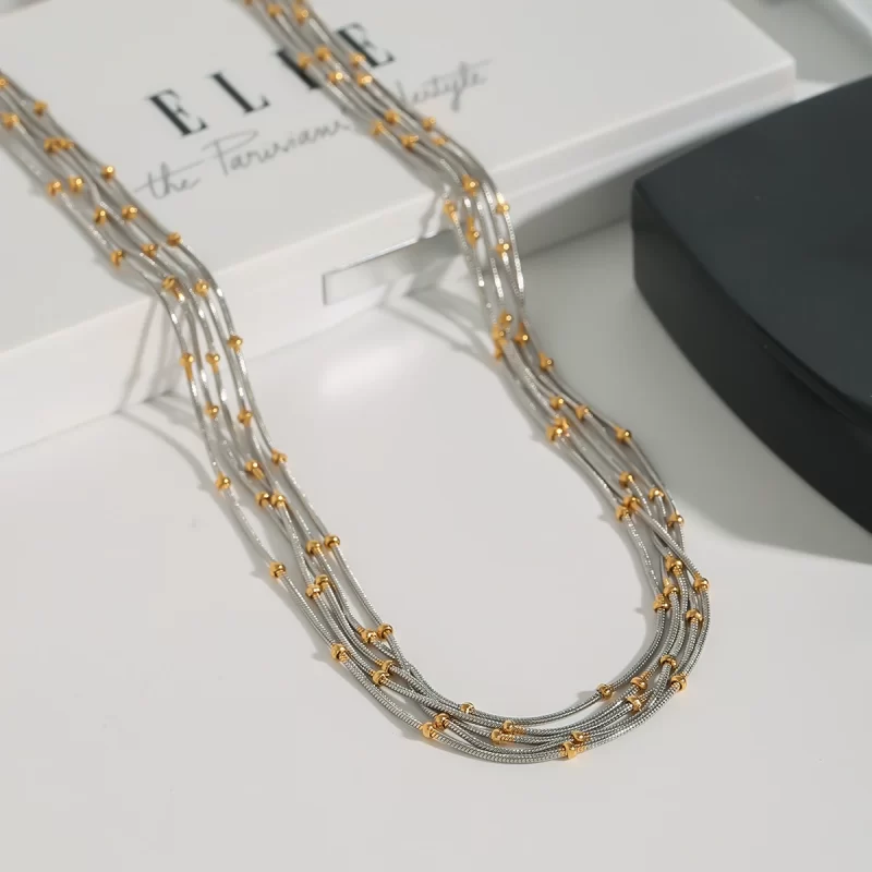 Youthway High Quality Versatile Stainless Steel Gold Beads Multi Layers Chain Necklace Anti Allergic Jewelry Accessories Daily - Image 2