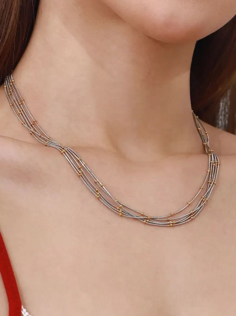 Youthway High Quality Versatile Stainless Steel Gold Beads Multi Layers Chain Necklace Anti Allergic Jewelry Accessories Daily - Image 4