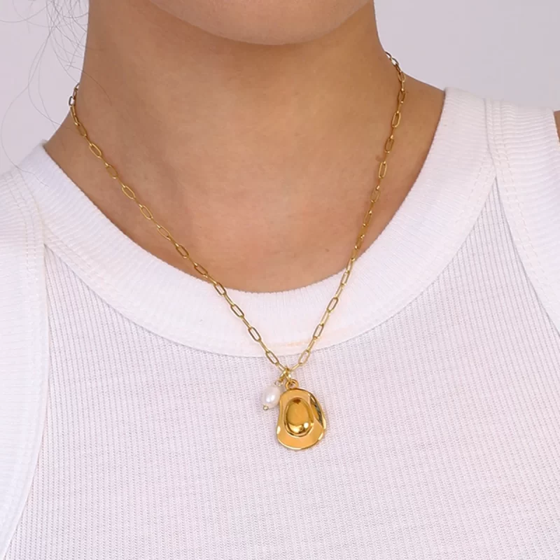 Youthway New Arrival 18K Gold Plated Stainless Steel Freshwater Pearl Hat Pendant Necklace For Women Waterproof Jewelry Party - Image 5