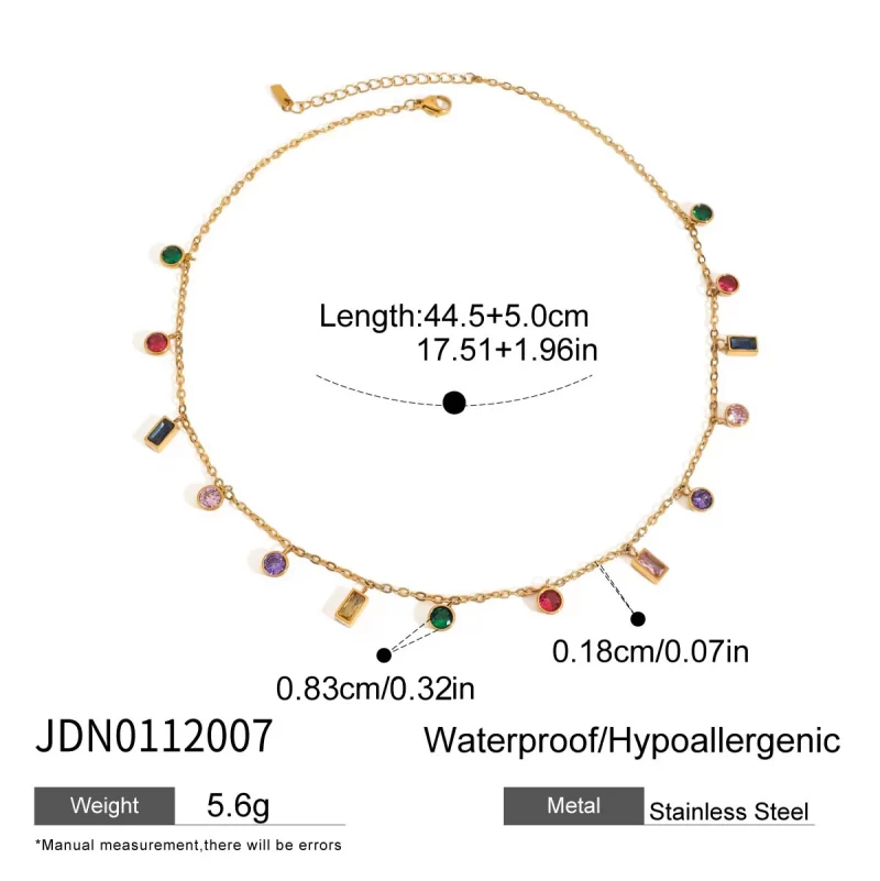 Youthway Color Diamonds Pendant Necklace Style Stainless Steel Charms Jewelry Versatile Daily Summer Jewelry Matching - Image 6