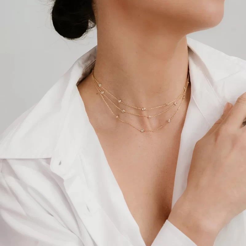 Youthway Stylish Multi Layered Imitation Diamond Designed Necklace Stainless Steel Metal Collar Trendy Thin Chain Jewelry - Image 4