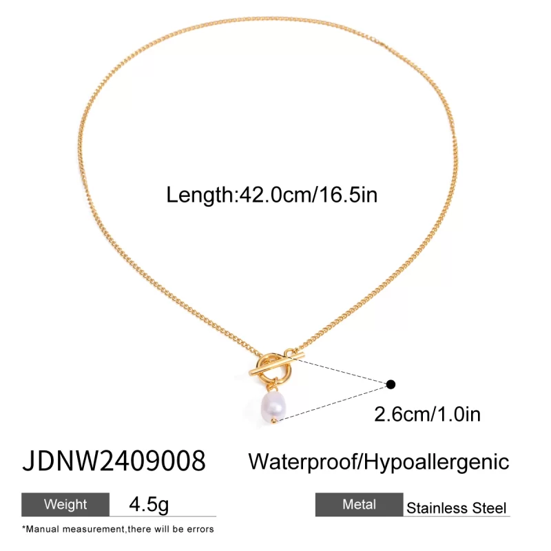 Youthway Gold Plated Stainless Steel Trendy Minimalist Pearl Pendant Necklace For Women Waterproof Anti Allergic Jewelry - Image 5