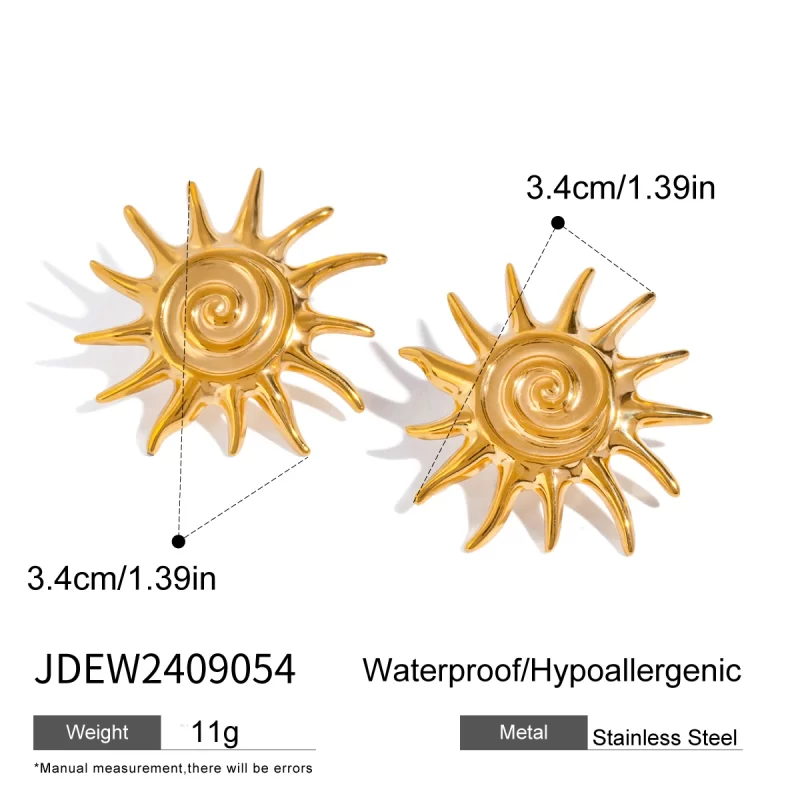 Rectangle Wave Texture Drop Earring 18K PVD Gold Plated Stainless Steel Chunky Earrings for Woman and Gift - Image 6