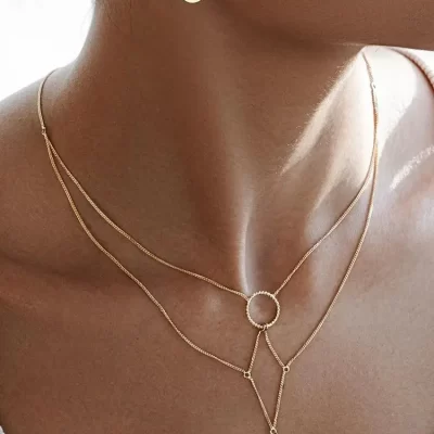 Youthway Elegant Irregular Geometric Loop Necklace Women Temperament Gala Luxurious Jewelry Tarnish Free Stainless Steel 2024