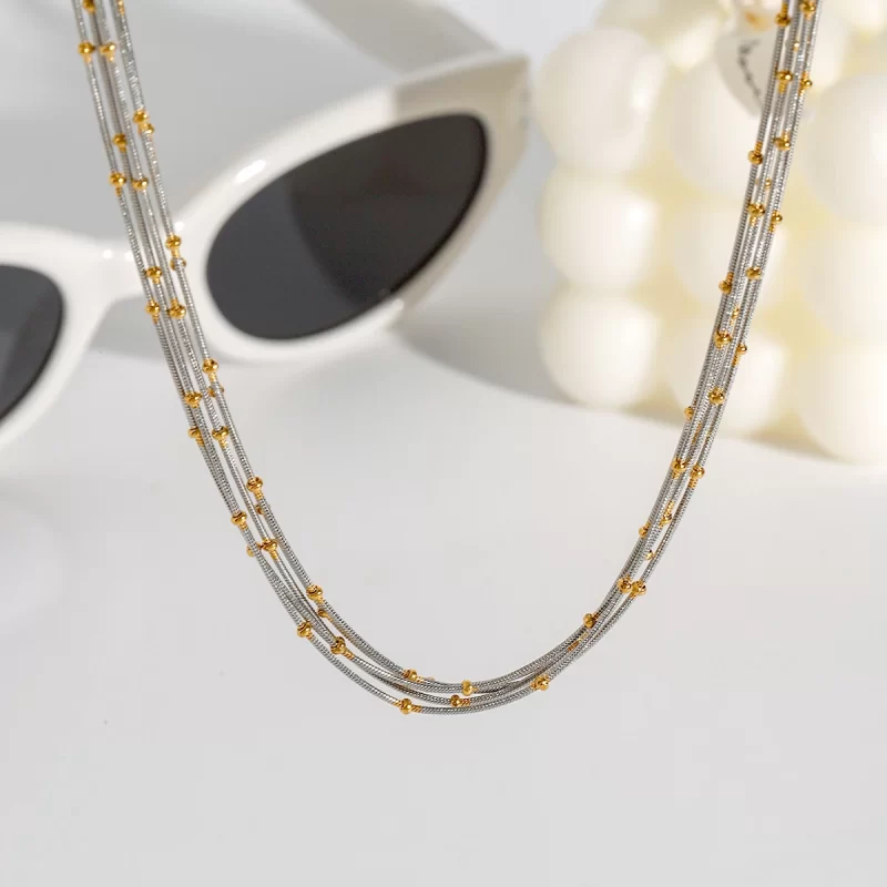 Youthway High Quality Versatile Stainless Steel Gold Beads Multi Layers Chain Necklace Anti Allergic Jewelry Accessories Daily - Image 3