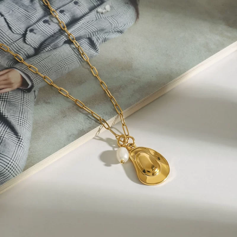 Youthway New Arrival 18K Gold Plated Stainless Steel Freshwater Pearl Hat Pendant Necklace For Women Waterproof Jewelry Party - Image 2