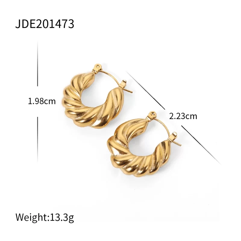 Female Rhomboid European Earring and American Simple Stainless Steel Electroplated 18K Real Gold Plated Earring - Image 4