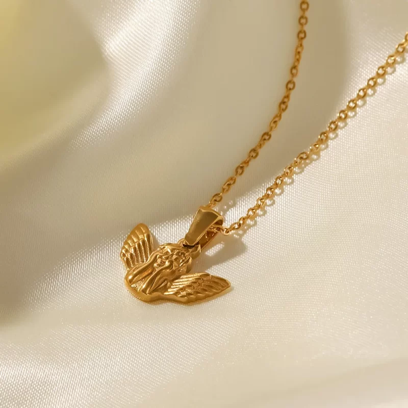 Youthway Popularity Metal Angel Pendant Necklace Stainless Steel Waterproof Chain Gold Plated Charm Jewelry 2022 NEW - Image 4