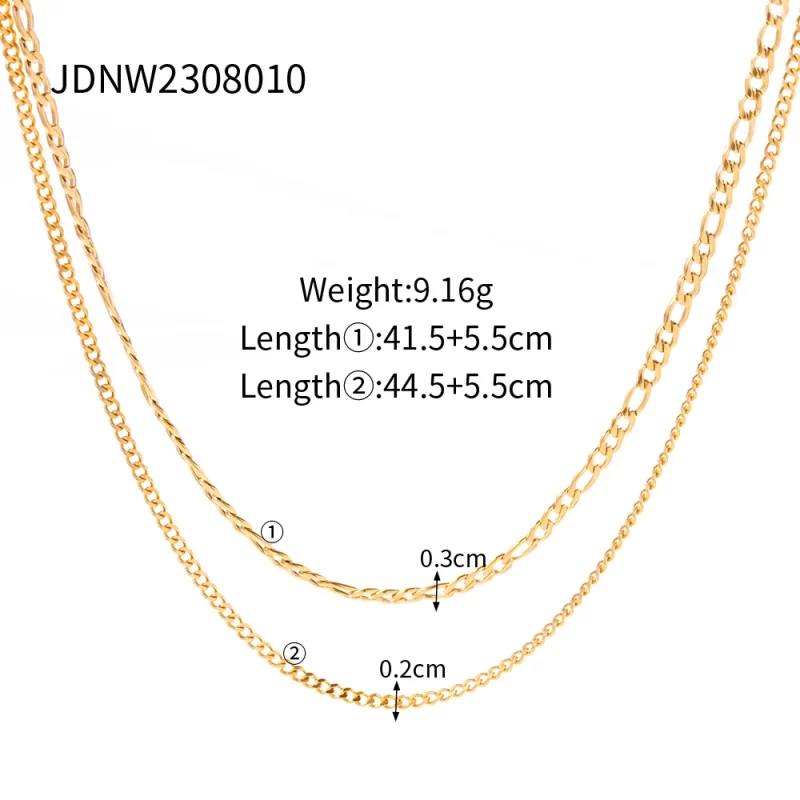 J&D 2023 Women's 18K Gold PVD Plated Stainless Steel Link Chain Statement Necklace New Arrival Waterproof Classic Style - Image 5
