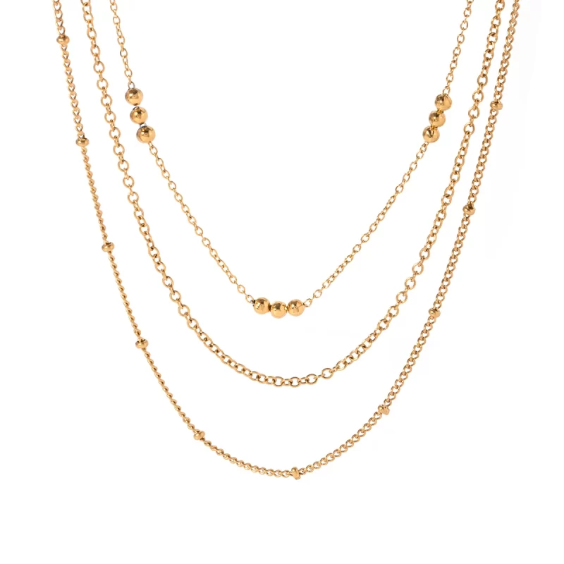 Youthway Popular Minimalist Stainless Steel Three Layer Necklace 18K Gold Plated Fashion Jewelry for Women Gift New - Image 5