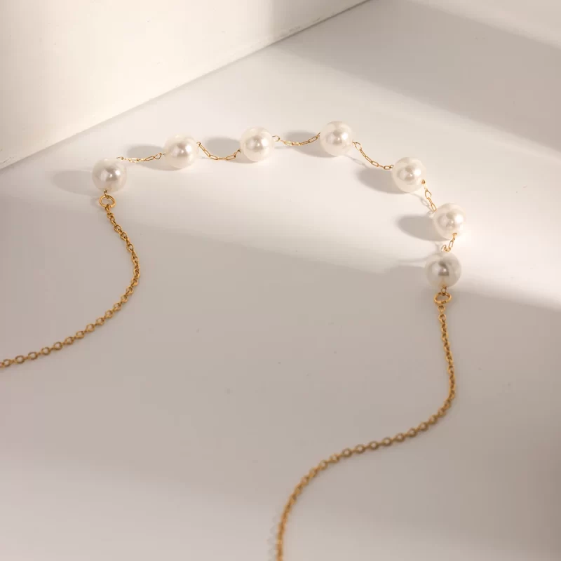 Youthway 18K Gold Plated Stainless Steel Pearl Necklace Women's Waterproof Fine Jewelry Gift Fashion Accessories - Image 4