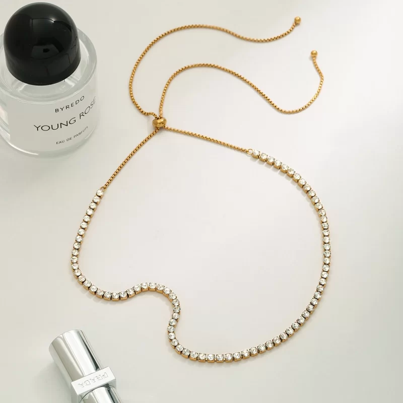 Youthway Sporty Minimalist Stainless Steel Geometric Square Colorful Zircon Tennis Chain Necklace Women Fashion Jewelry New 2025 - Image 3