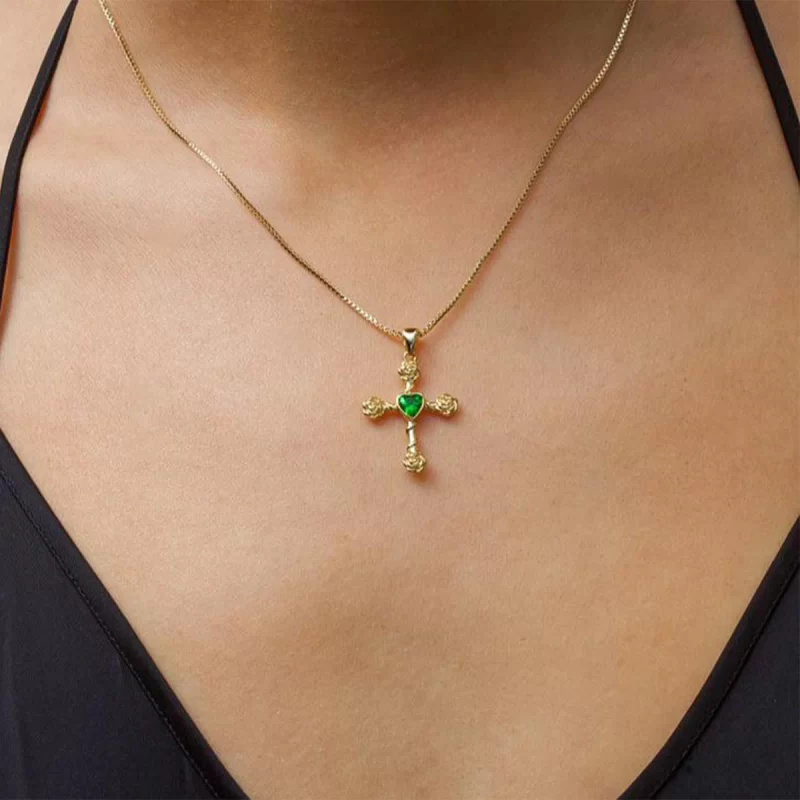 Youthway Unique Design Gold Plated Stainless Steel Rose Cross Heart-shape Rhinestone Pendant Necklace Anti Allergic Jewelry 2025 - Image 3