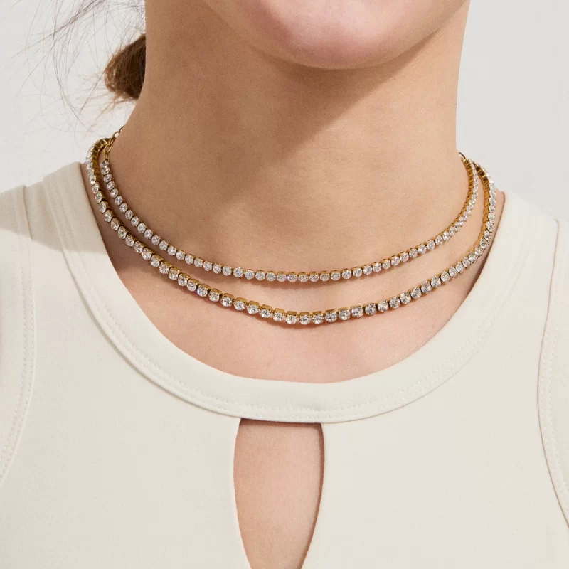 Youthway Sporty Minimalist Stainless Steel Geometric Square Colorful Zircon Tennis Chain Necklace Women Fashion Jewelry New 2025 - Image 4