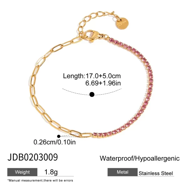 Trendy Stainless Steel Zircon Bracelet PVD Gold Plated Luxury Titanium Steel Bangle