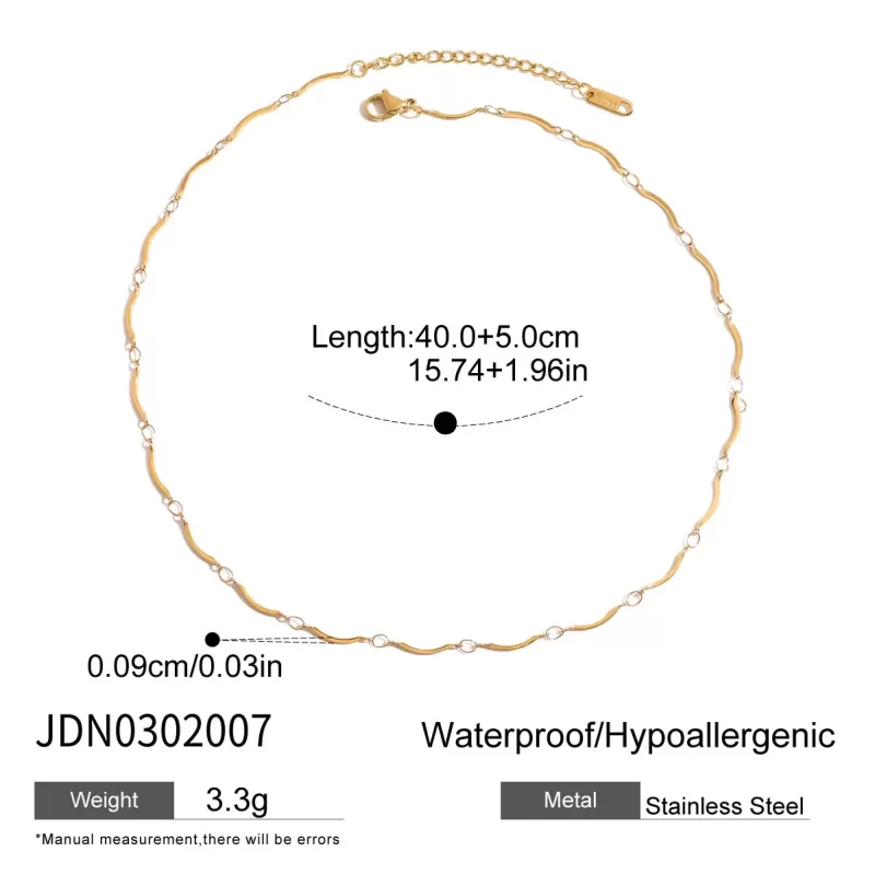 J&DModern 18K Gold Plated Stainless Steel Semi-circula Handmade Chain Necklace Durable Fashion Jewelry Everyday Wear - Image 6