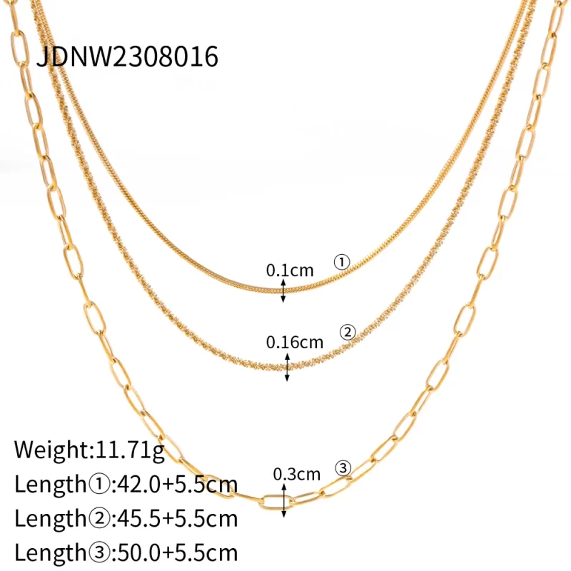 J&D New Arrival Stainless Steel Simple Design Minimalist Chain Layered Necklace Set for Women - Image 6