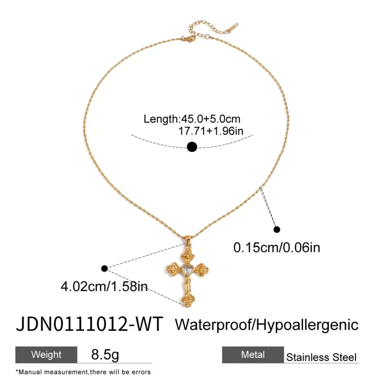Youthway Unique Design Gold Plated Stainless Steel Rose Cross Heart-shape Rhinestone Pendant Necklace Anti Allergic Jewelry 2025 - Image 5