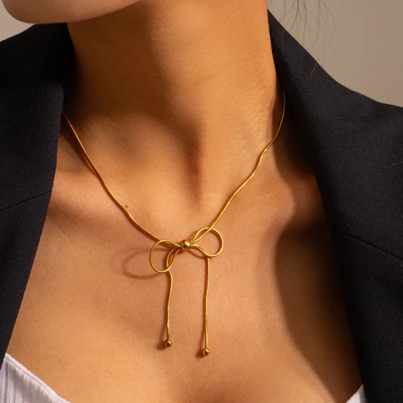 Youthway Stainless Steel Bow Necklace Tarnish Free Fashion Jewelry for Women High Quality Accessories Gift 2024 - Image 3