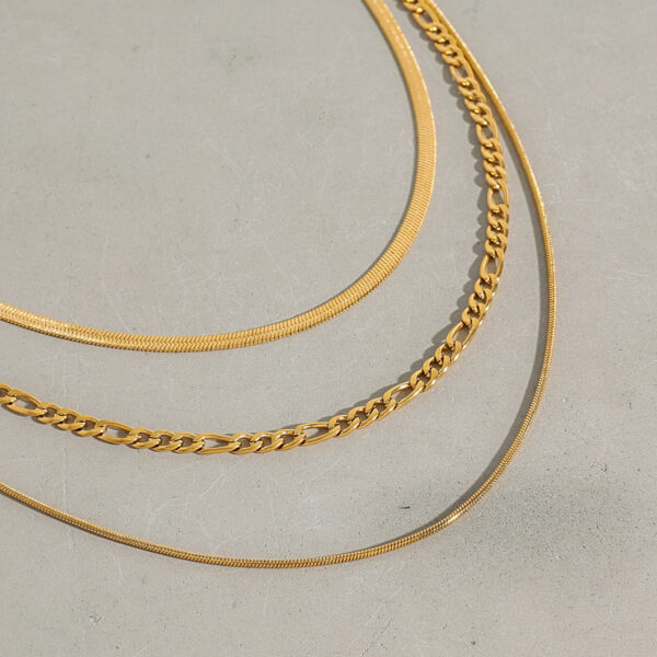 18K Gold Stainless Steel Triple Layer Minimalist Necklace - Image 4