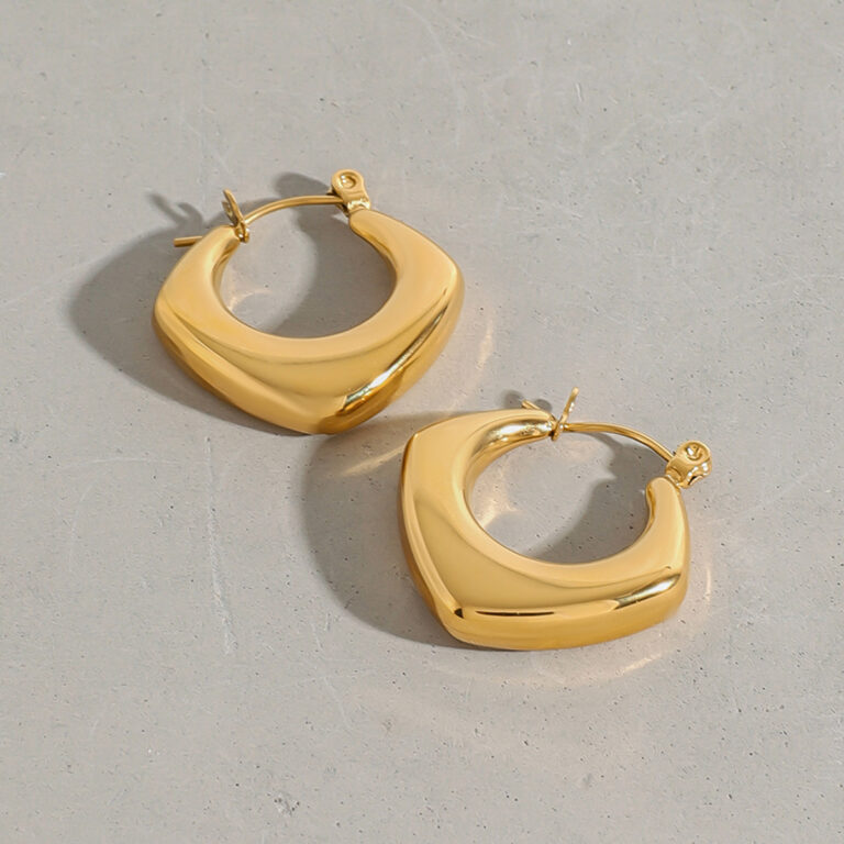 18K Gold Stainless Steel Chunky Star Earrings Pair - Image 2