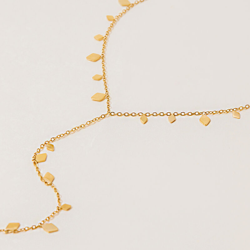 Minimalist 18K Gold Plated Stainless Steel Diamond Pendant Y Necklace - Image 3