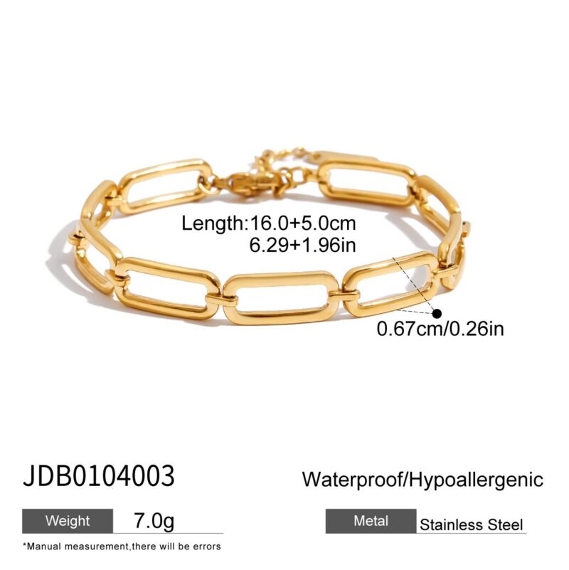 18K Gold Paperclip Bracelet Openwork Tennis Chain Design - Image 5