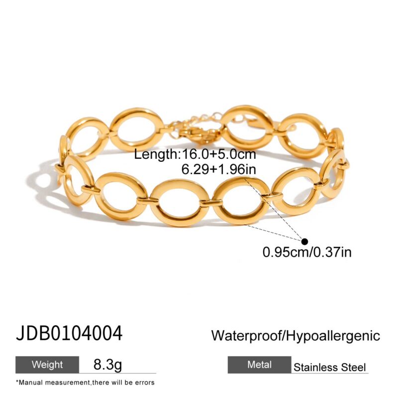 18K Gold Open Link Bracelet Minimalist Tennis Chain Design - Image 4