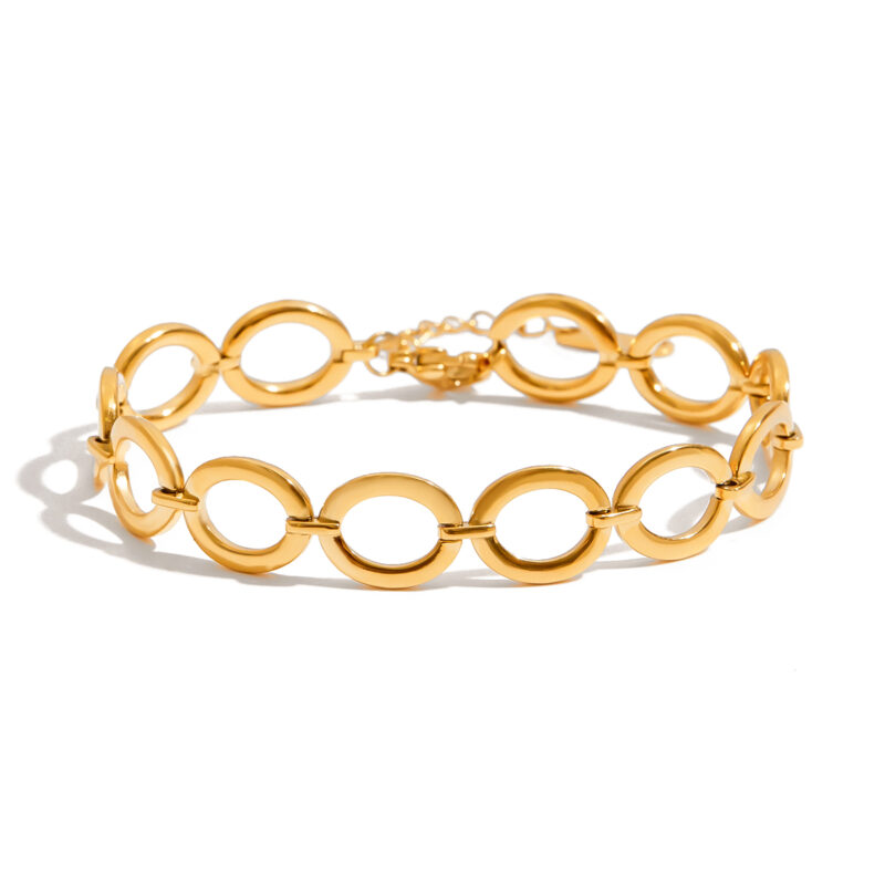 18K Gold Open Link Bracelet Minimalist Tennis Chain Design