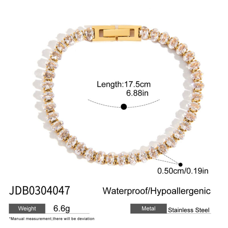 18K Gold Tennis Bracelet Oval Zircon Watch Clasp Design - Image 4