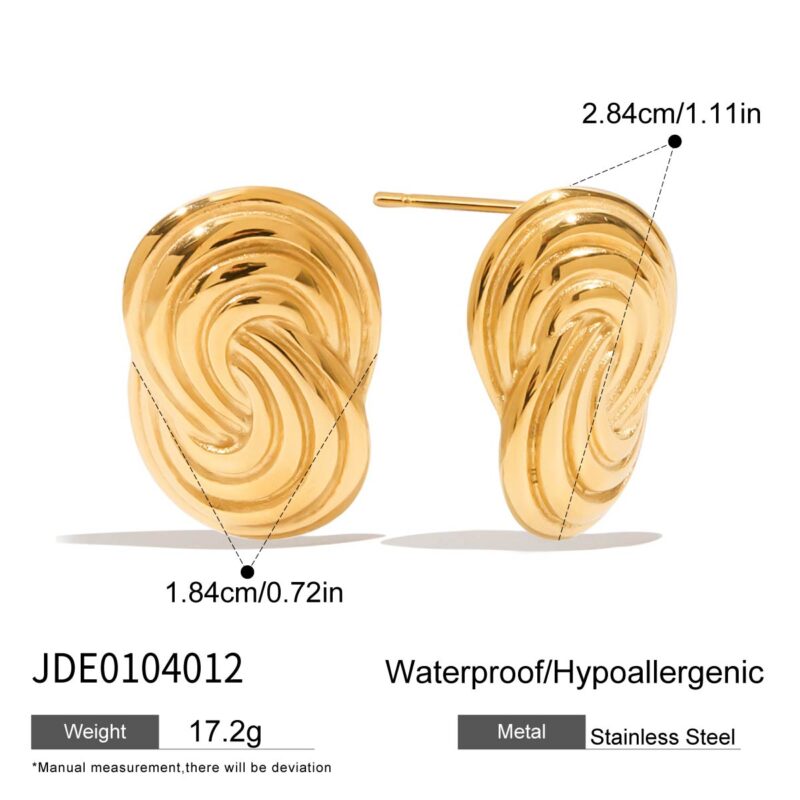 18K Gold Spiral Earrings Twisted Minimalist Statement Style - Image 4