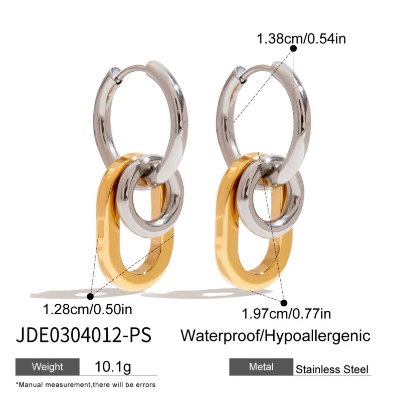 18K Gold Silver Hoop Earrings Round Oval Minimalist Style - Image 4