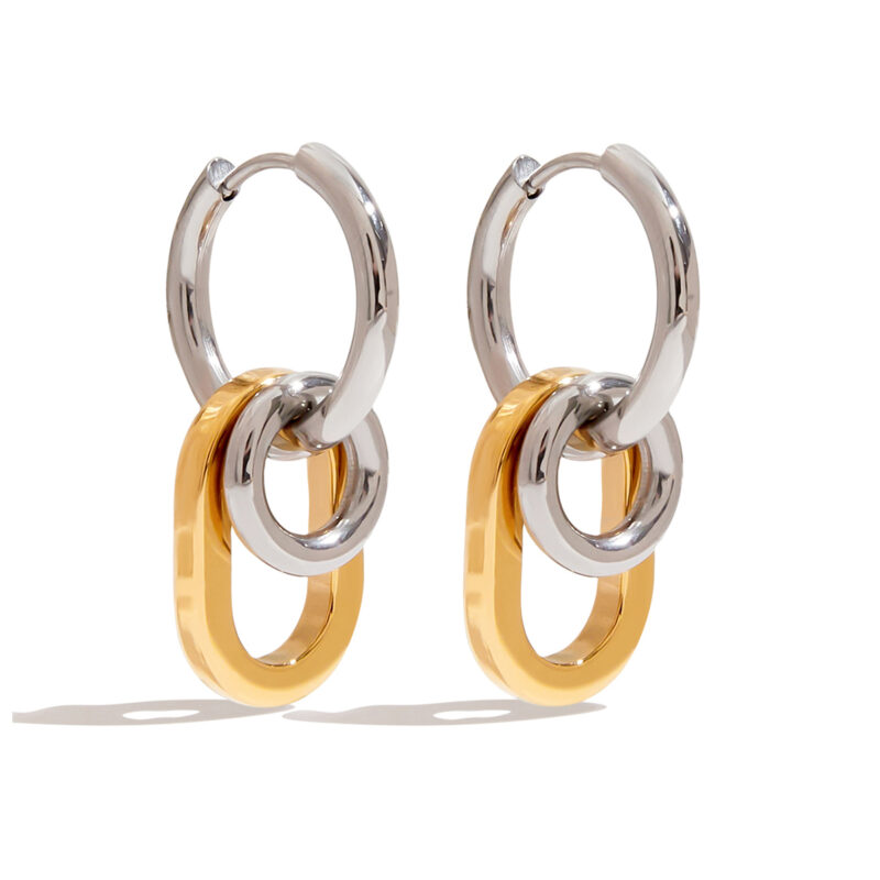 18K Gold Silver Hoop Earrings Round Oval Minimalist Style