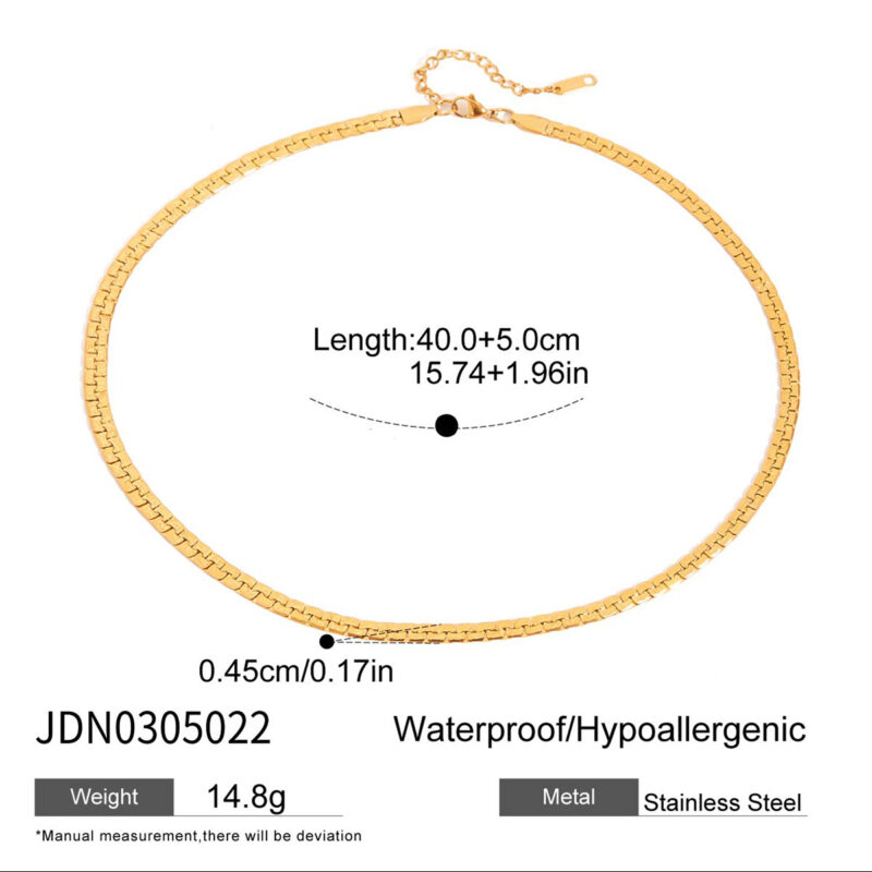 18K Gold Flat Chain Necklace Vintage Matte Gold Finish - Image 4