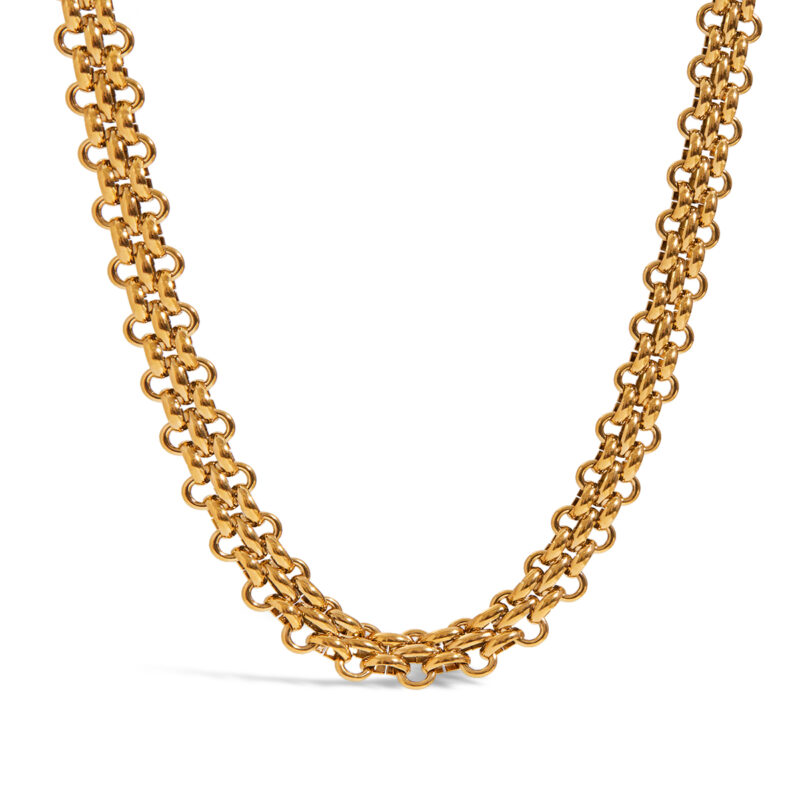 18K Gold Watch Chain Necklace Classic Stainless Steel - Image 2