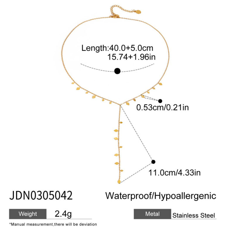 Minimalist 18K Gold Plated Stainless Steel Diamond Pendant Y Necklace - Image 5