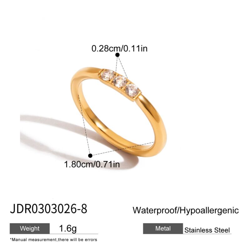 18K Gold Ring Square White Zircon Simple Elegant Design - Image 6