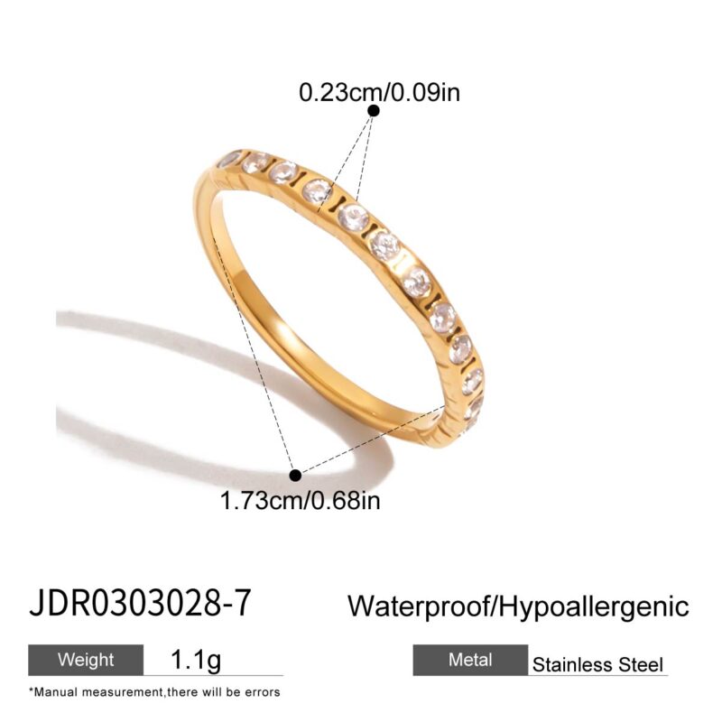18K Gold Ring White Zircon Minimal Open Band Design - Image 5