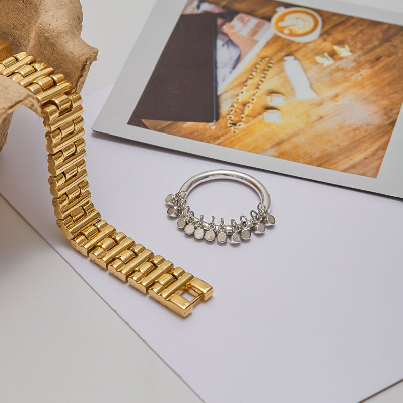Steel Zircon Tassel Ring White Round Stone Minimalist Style - Image 3