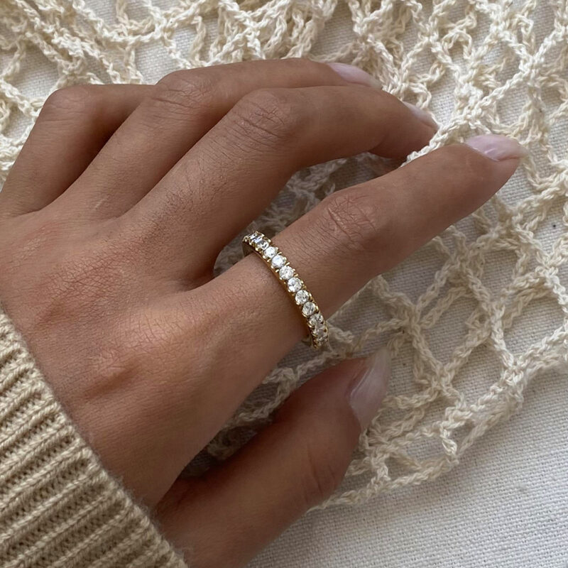 J&D Chic Design 18k Gold Stainless Steel Full Circle A-Grade White Zircon Polished Rings - Image 3